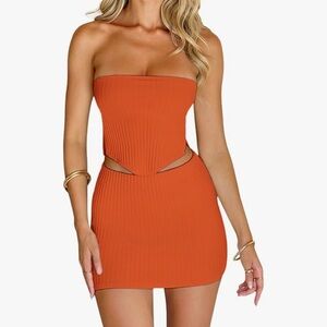 Orange Two-Piece Ribbed Set